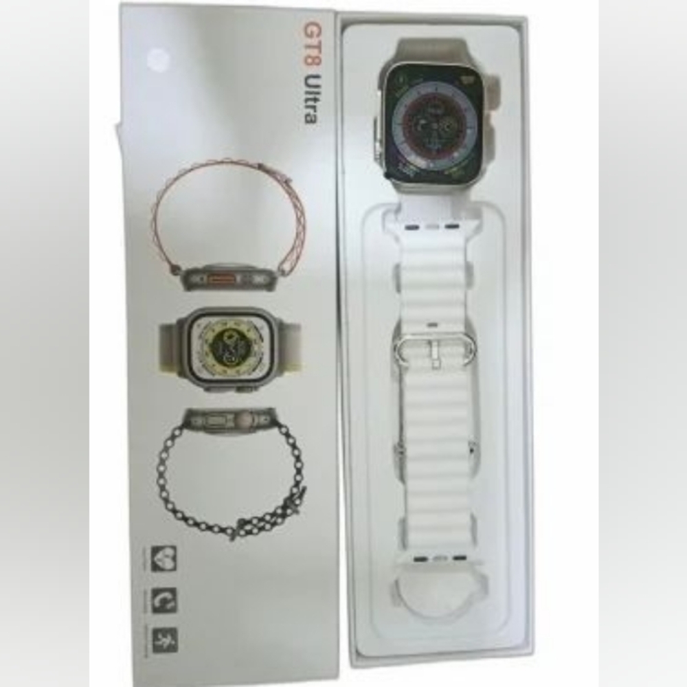 Brand New Stylish Titanium Case W/ White Band Smartwatch Series 8 Generic